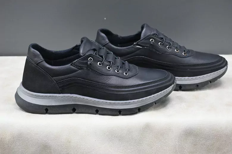 Erkek Deri Kavçuklu Taban Lastik Bağcıklı Spor