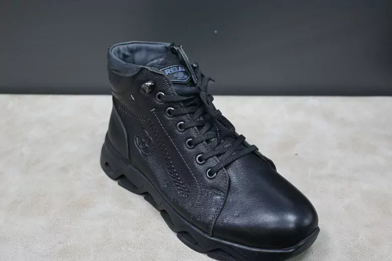 Erkek Kaymaz Taban Deri Fermuarlı Bağcıklı Bot