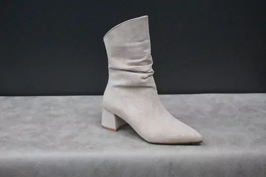 Kadın Süet Körüklü Kısa Topuklu Fermuarlı Çizme