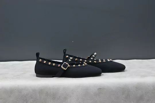 Kadın Süet Kilteli Taşlı Babet