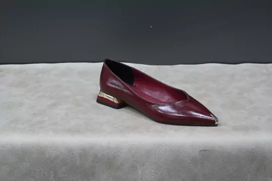 Kadın Droblu Sivri Burun Kısa Topuklu Babet