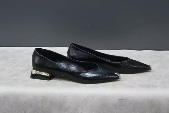 Kadın Droblu Sivri Burun Kısa Topuklu Babet