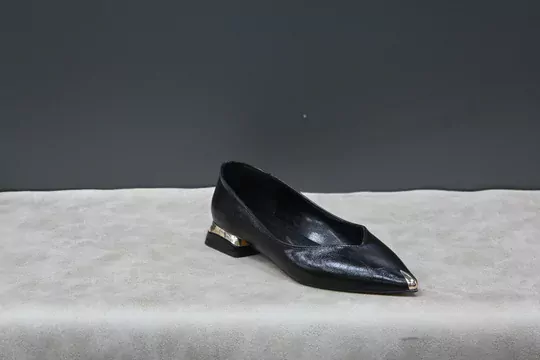 Kadın Droblu Sivri Burun Kısa Topuklu Babet