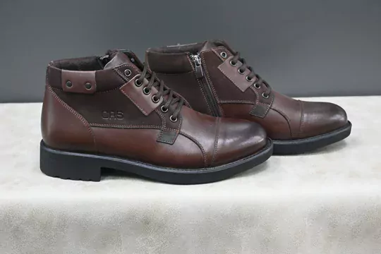 Erkek Deri Bağcıklı Kaymaz Taban Bot