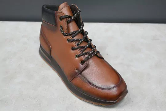 Erkek Deri Bağcıklı Kaymaz Taban Su Geçirmez Bot