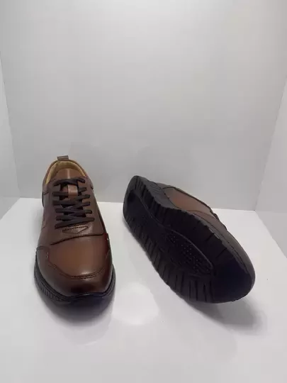 Erkek Deri Kaymaz Taban Bağcıklı Kundura