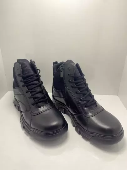 Erkek Deri Bağcıklı Fermuarlı Kaymaz Taban Polis Bot