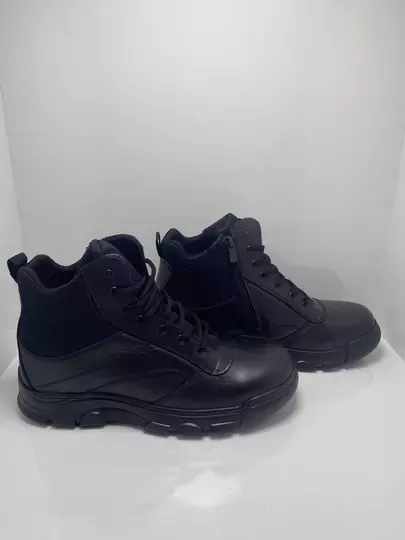 Erkek Deri Bağcıklı Fermuarlı Kaymaz Taban Polis Bot