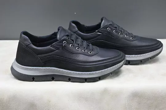 Erkek Deri Kavçuklu Taban Lastik Bağcıklı Spor