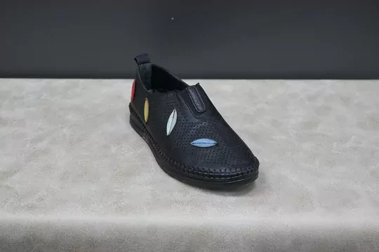 Kadın Deri Memory Foam Taban Yapraklı Babet