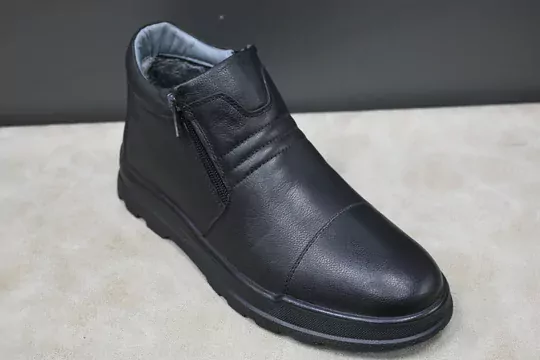 Erkek Deri Kaymaz Taban İçi Kürklü Fermuarlı Bot