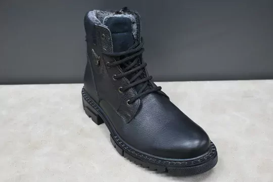 Erkek Deri Kaymaz Taban İçi Kürklü Fermuarlı Bağcıklı Bot