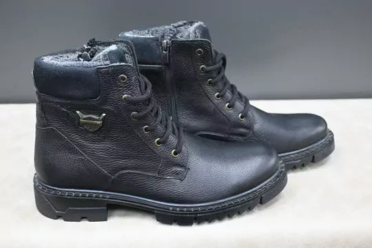 Erkek Deri Kaymaz Taban İçi Kürklü Fermuarlı Bağcıklı Bot