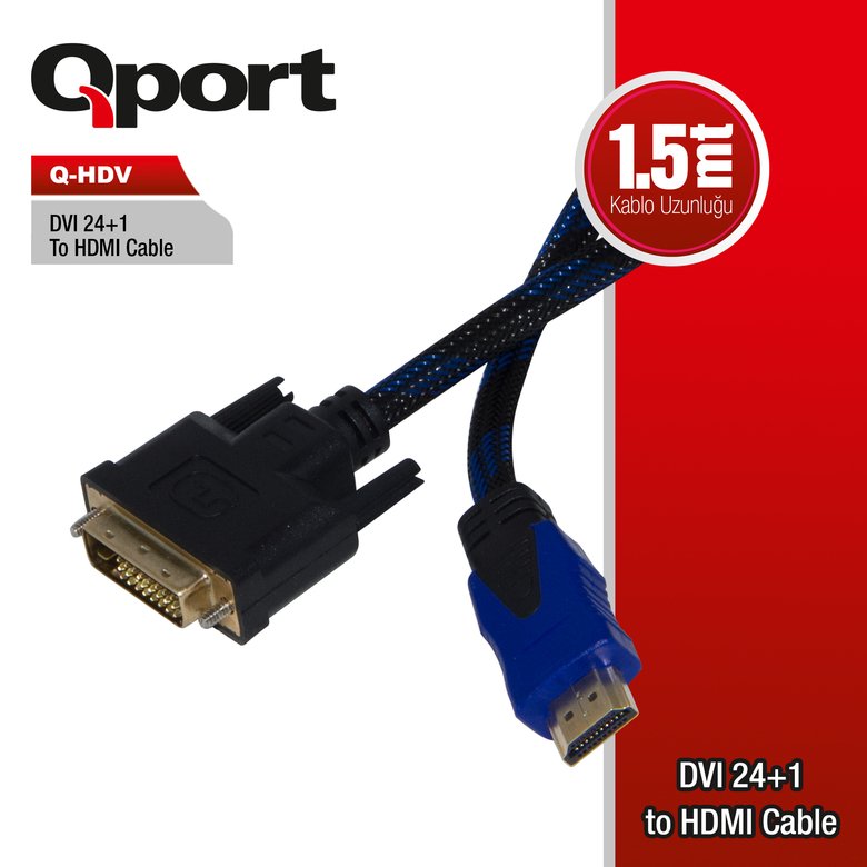 Qport Q-Hdv Dvı To Hdmı 24+1 Converter Çevirici