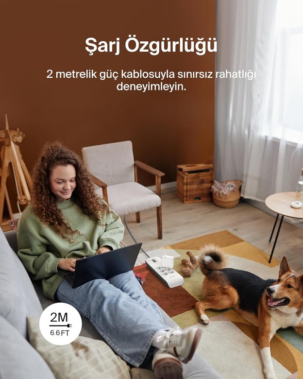 Belkın Bsv604 2 Metre 6Lı Usba Akım Kor. Prız