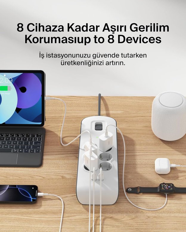 Belkın Bsv604 2 Metre 6Lı Usba Akım Kor. Prız