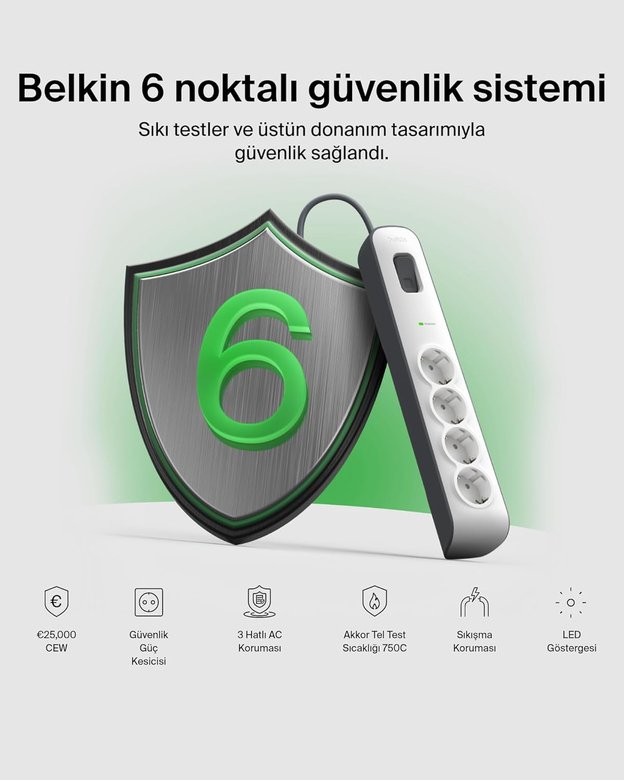 Belkın Bsv400Vf2M 2 M 4Lu Akım Kor. Prız