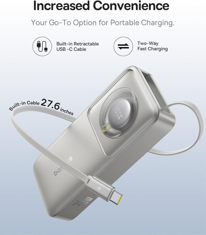 Baseus Free2Pull 30W 10.000Mah Powerbank - Grey