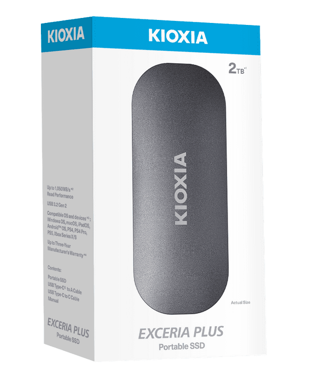 2Tb Kıoxıa Excerıa Plus G2 Usb 3.2 1050/1000 Mb/S Lxd10S002Tg8