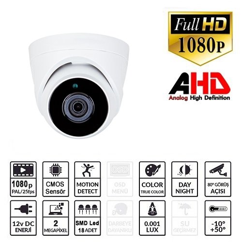 Ezcool Ez-5120Hd 2Mp 2.8Mm Lens Ahd Dome Kamera