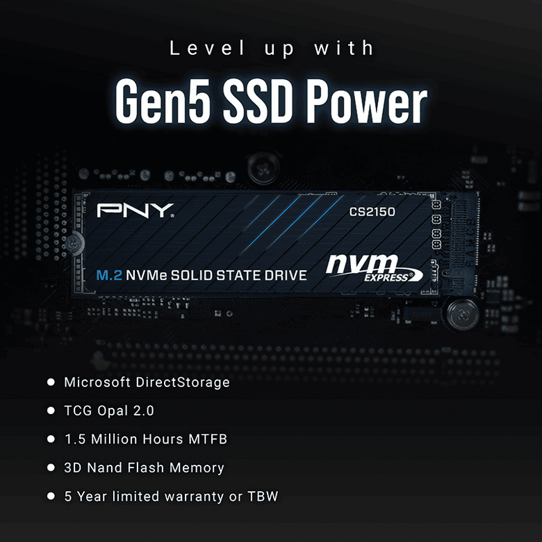 Pny Cs2150 2Tb  10200/8500 Nvme Pcıe Gen5X4 M.2 Ssd (M280Cs2150-2Tb-Tb)
