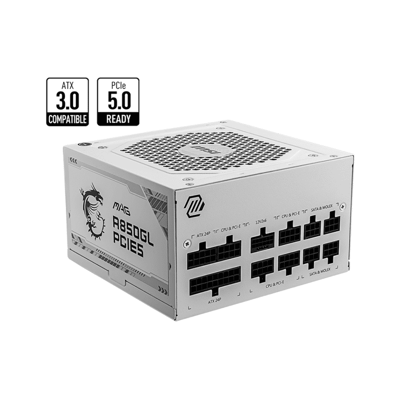 Msı Mag A850Gl Pcıe5 Whıte 850W 80+Gold Power Supply