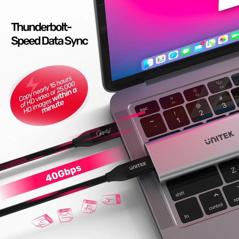 Unıtek Usb4 Thunderbolt Kablo 0.8Mt(C14100Bk-0.8M)