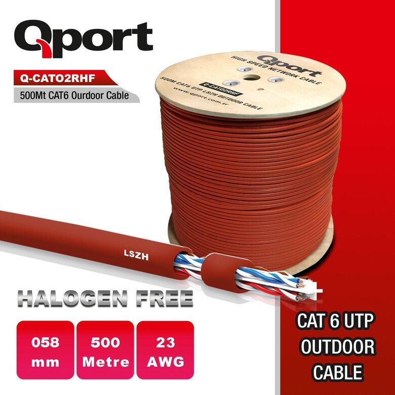 Qport Q-Cato2Rhf Lszh 500M 23Awg Makaralı Halogen Free Kablo
