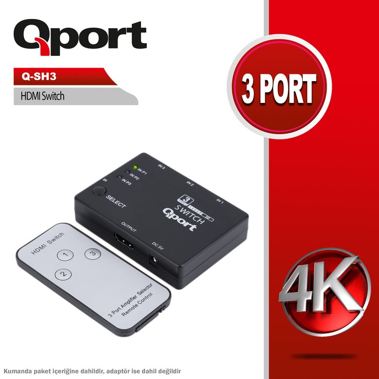 Qport Q-Sh3 Hdmı Swıtch 3 Port