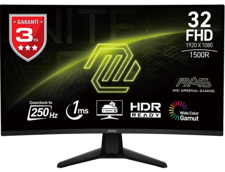 31.5 Msı Mag 32C6X 1Ms 250Hz Fhd Curve 1500R Va Adaptıve-Sync Gaming Monıtor