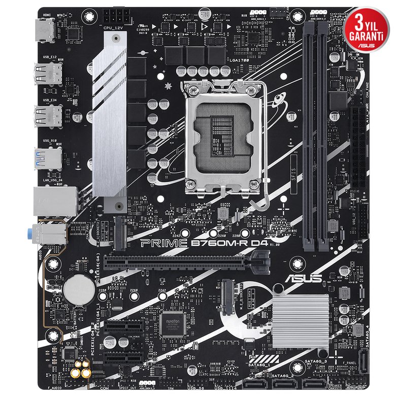 Asus Prıme B760M-R D4 Intel B760 Soket 1700 Ddr4