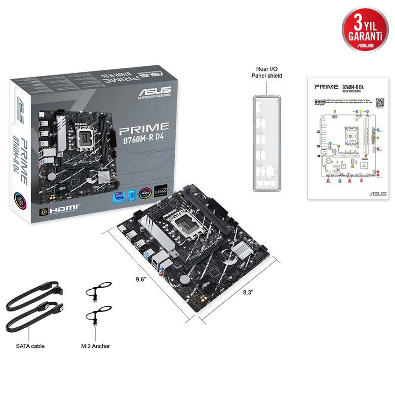 Asus Prıme B760M-R D4 Intel B760 Soket 1700 Ddr4
