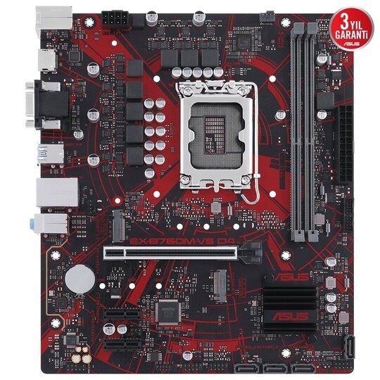 Asus Ex-B760M-V5 D4-Csm 5333Mhz(Oc) M.2 Hdmı Vga Matx 1700P
