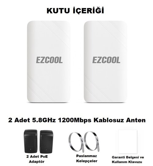 Ezcool Ez-W580An Dış Ortam (5.8Ghz 1200Mbps 1Km) Access Point