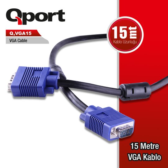 Qport Q-Vga15 15 Pin Vga Kablo 15 Mt