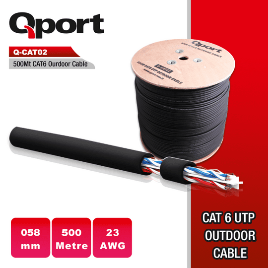 Qport Q-Cato2 23Awg 500M Makaralı Outdoor Siyah Kablo