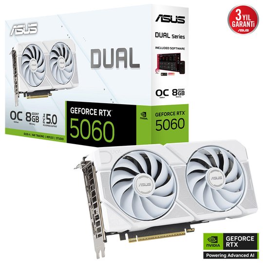 Asus Dual-Rtx5060-O8G-Whıte 8Gb 128Bıt Vga