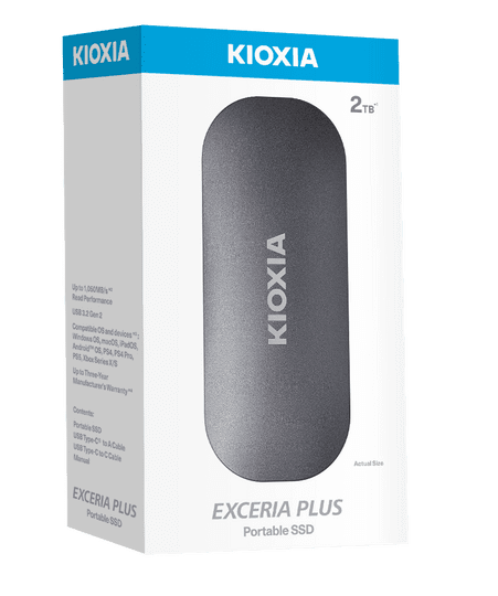 2Tb Kıoxıa Excerıa Plus G2 Usb 3.2 1050/1000 Mb/S Lxd10S002Tg8