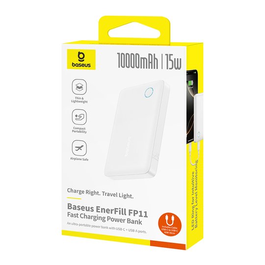 Baseus Enerfıll Fp11 10000 Mah 15W Powerbank Beyaz