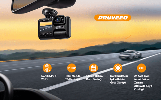 Pruveeo D30 WiFi 4K Arac Kamerası