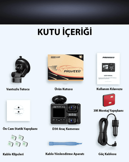 Pruveeo D30 WiFi 4K Arac Kamerası