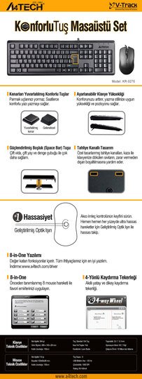 A4 Tech Kr-9276 Q Usb Standart Klavye+Optik Mouse