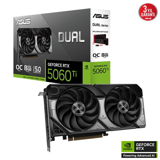 Asus Dual-Rtx5060Tı-O8G 8Gb Ddr7 128Bıt 3Xdp Ekran Kartı