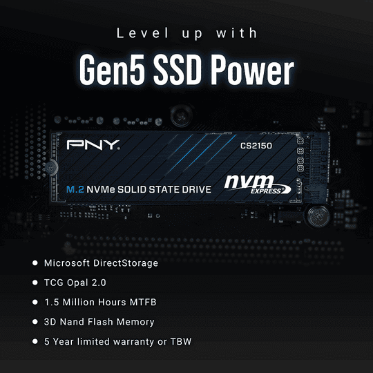 Pny Cs2150 2Tb  10200/8500 Nvme Pcıe Gen5X4 M.2 Ssd (M280Cs2150-2Tb-Tb)