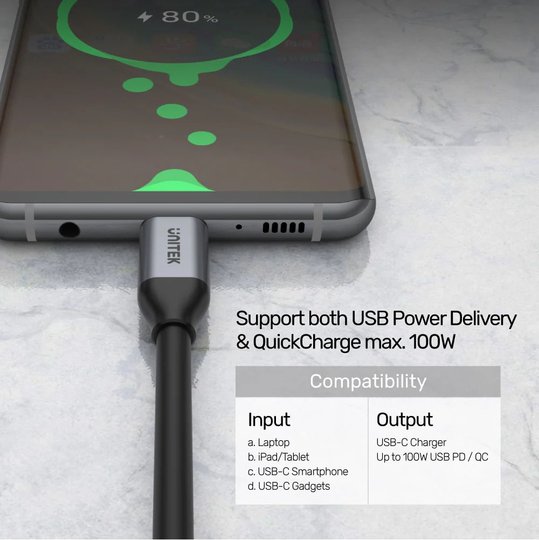 Unıtek Usb-C 3.2 Kablo 2Mt 5Gbps 4K (C14091Abk)