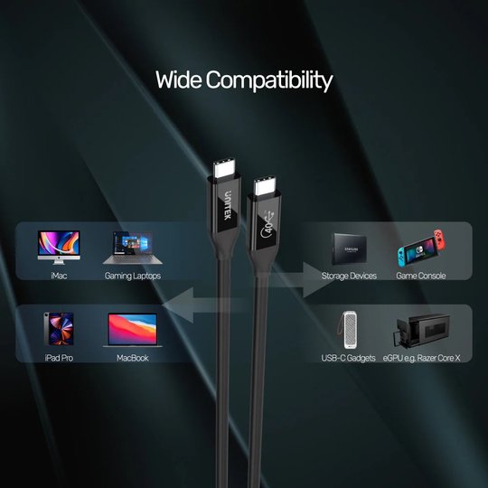 Unıtek Usb4 Thunderbolt Kablo 0.8Mt(C14100Bk-0.8M)