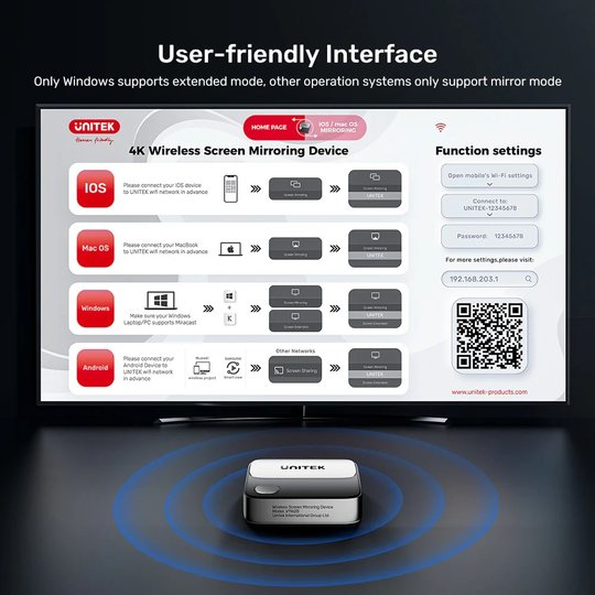 Unıtek 4K Kablosuz Görüntü Aktarıcı (V1162B)