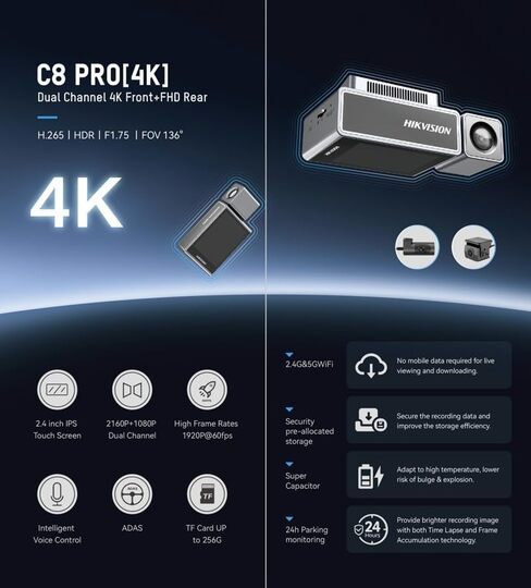 AE-DC8222-C8PRO 3.5K Yüksek Çözünürlüklü Araç İçi Kamera Geniş Açılı Ön Kamera