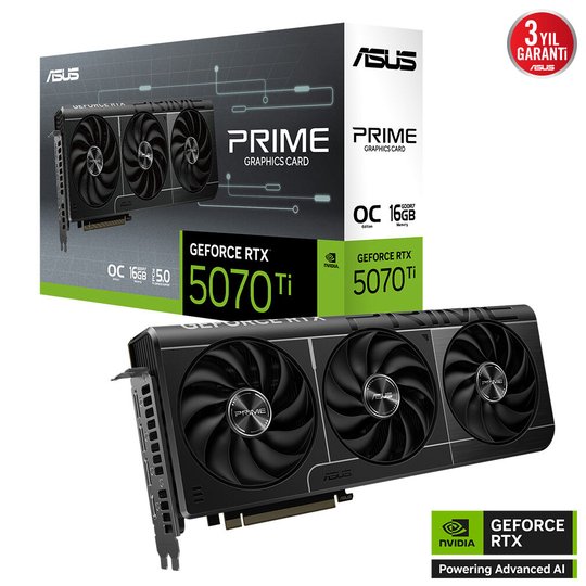 Asus Prıme Geforce Rtx 5070 Ti 16Gb Prıme-Rtx5070Tı-O16G Gddr7 Oc Edition 256 Bıt Gaming Ekran Kartı