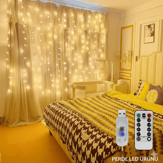 Yılbaşı Perde Ledi Peri Işığı Uzaktan Kumandalı - 50 Adet